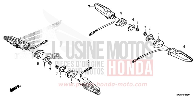 WINKER for VFR1200X Dual Clutch PEARL GLARE WHITE (NHB53) from 2017